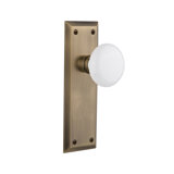 New York Plate with White Porcelain Door Knob