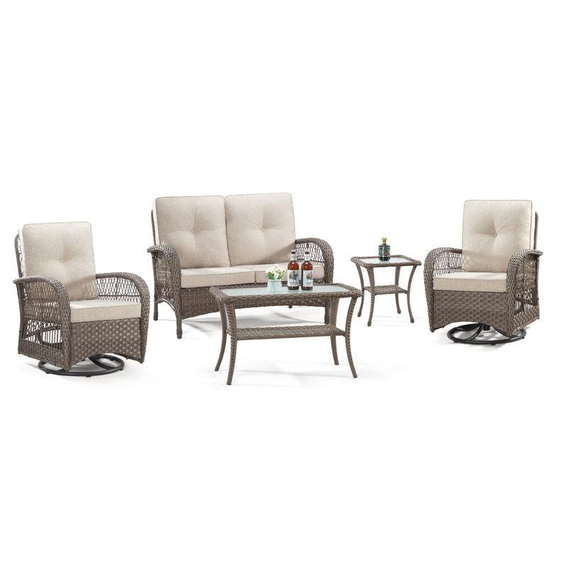 Ensemble de conversation avec canapé 5 pièces Nelle, Beige
