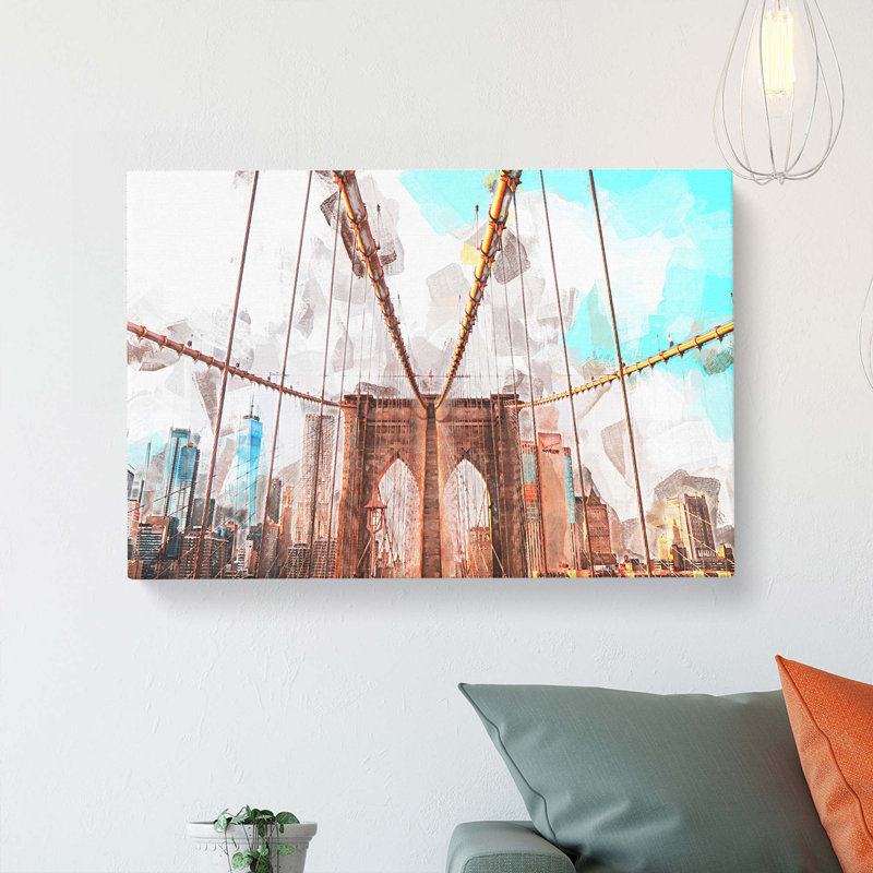 Brooklyn Bridge New York City in Abstract - Wrapped Canvas, 35cm H x 50cm W x 3cm D