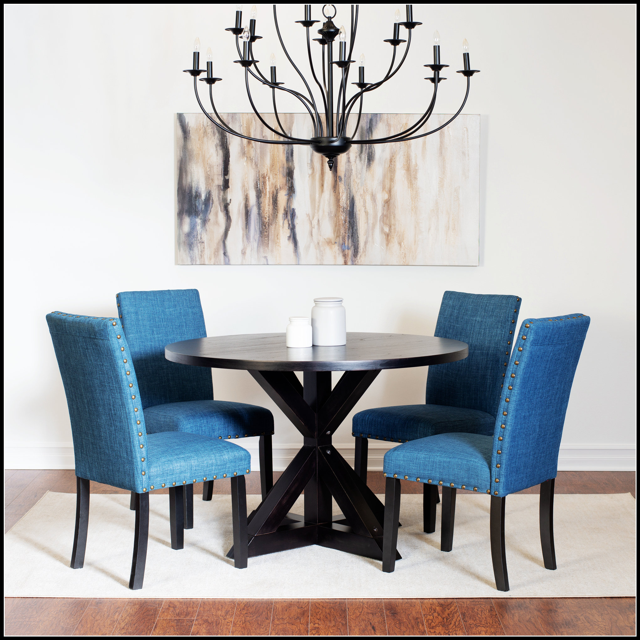 Ivy Bronx 5-Piece Dining Set With Cross-Buck Table And 4 Stylish ...