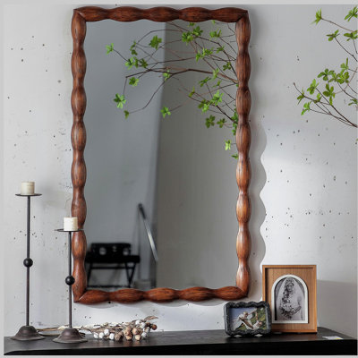 Mid-Century Modern Mirror with Solid Wood Frame,Wall-Mounted mirror