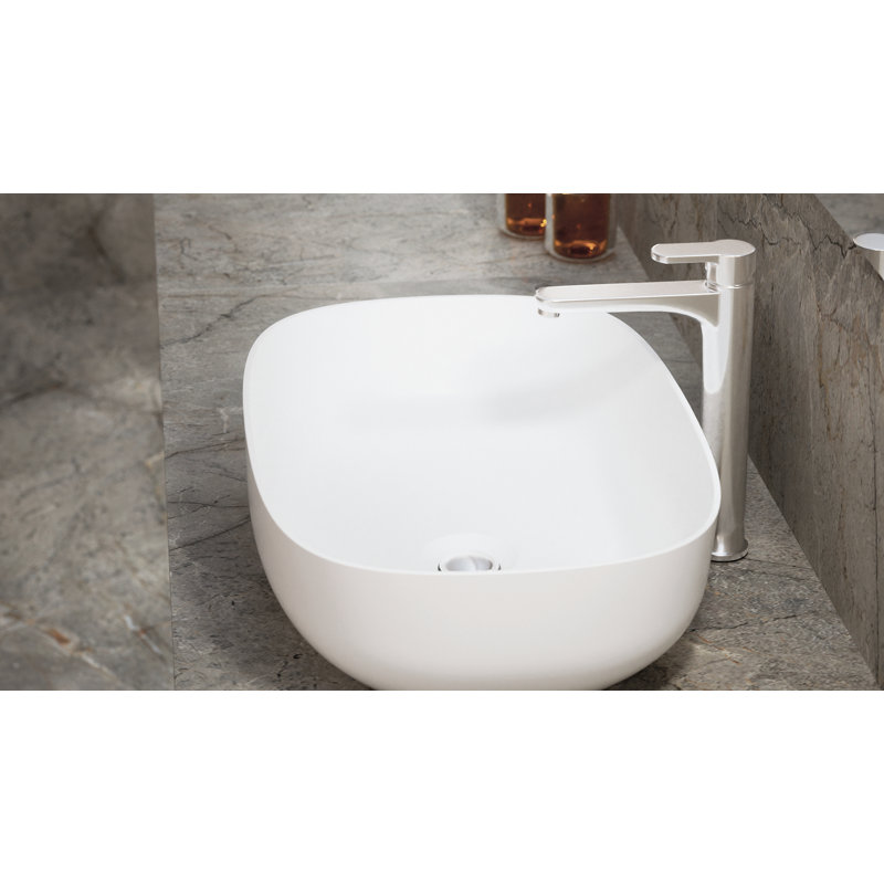Duero Washbasin White Solid Surface Bathroom Sink Modern Oval