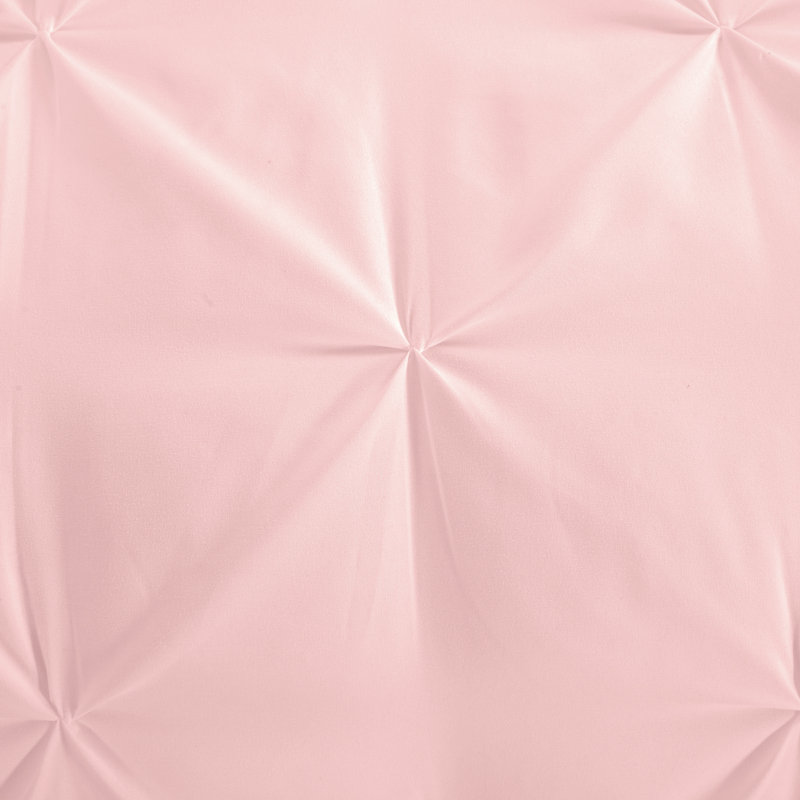Baffle Box Stitch Comforter Set, Full/Queen Comforter + 2 Shams + Throw Pillow, Pink