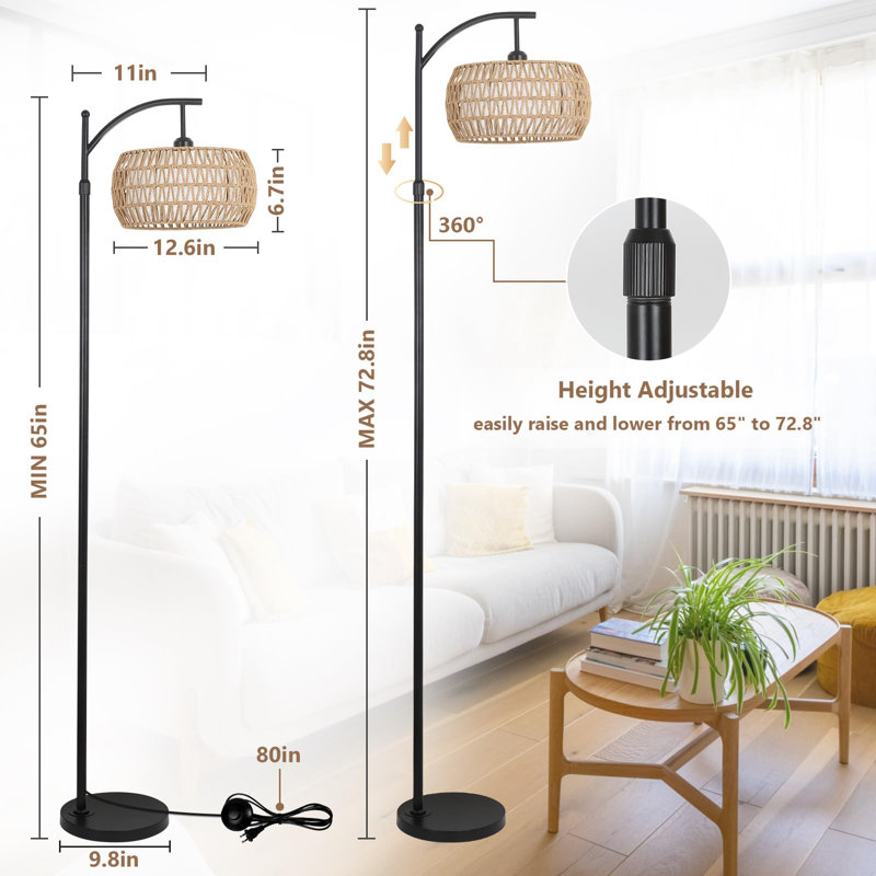 Lampe sur pied traditionnelle 72,8 po Wardie, Noir