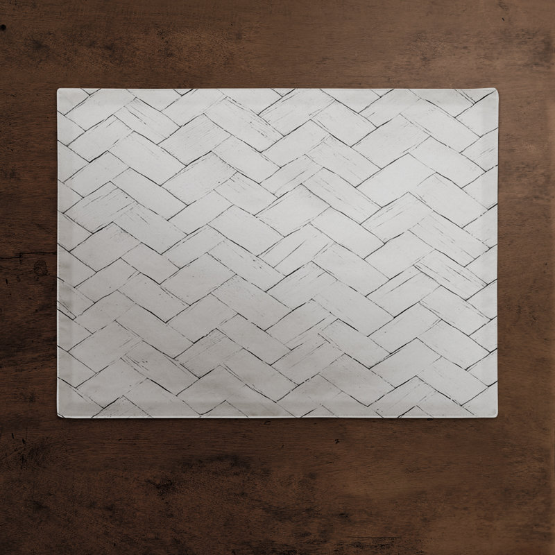 Poly Twill Geometric Rectangle Placemat, Gray