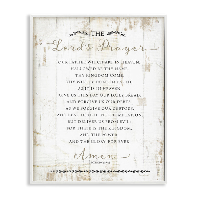 The Lords Prayer Our Father rustic, H 30 po x l 24 po, Estampe numérique encadrée blanc bord de mer