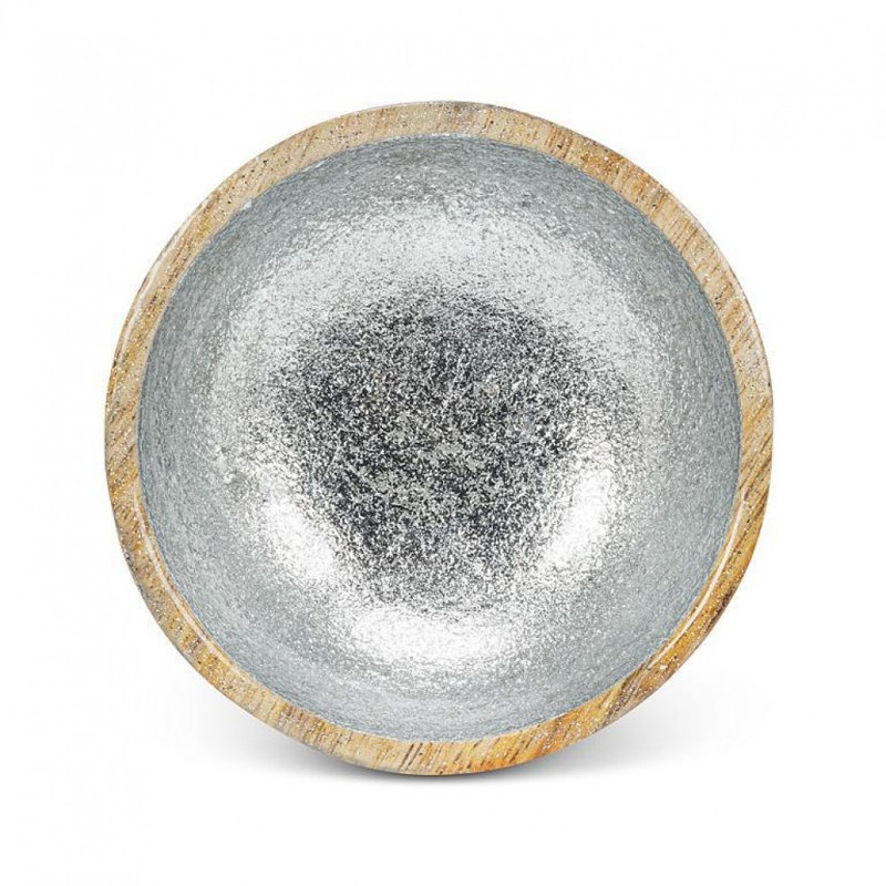 Petit bol en feuille métallique, Argent/Brun