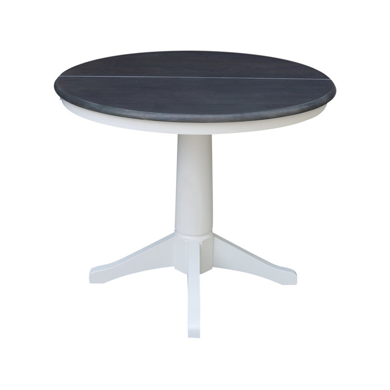 Ikuko Extendable Solid Wood Dining Table, Heather Gray/White