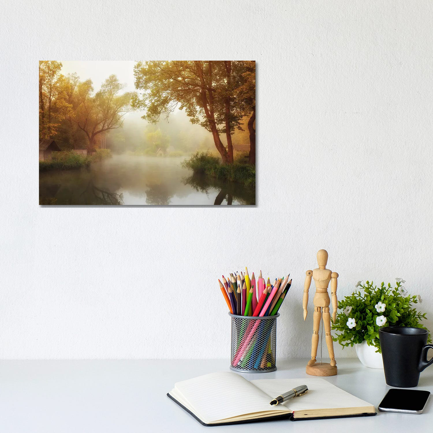 Union Rustic Foggy Autumn by Leicher Oliver - Wrapped Canvas Photograph ...