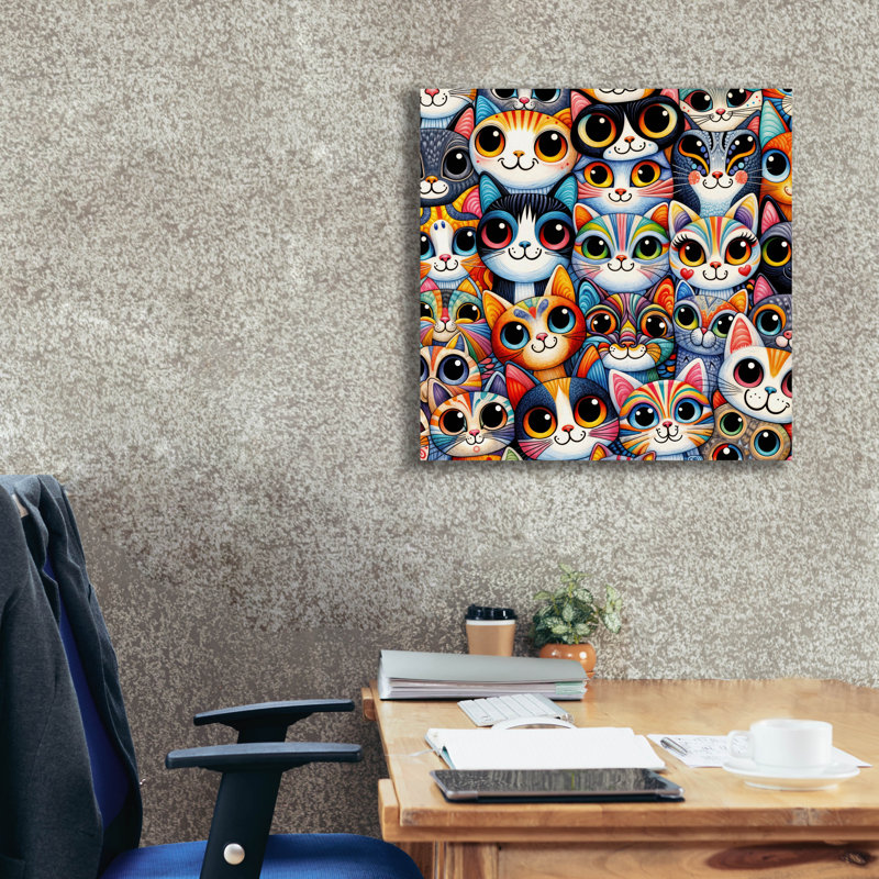  «Glaring Cats 4» par Rey Klimt, art mural sur toile, 26 po x 26 po