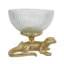 Gold Lizard Pedestal Bowl with Ribbed Glass Dish