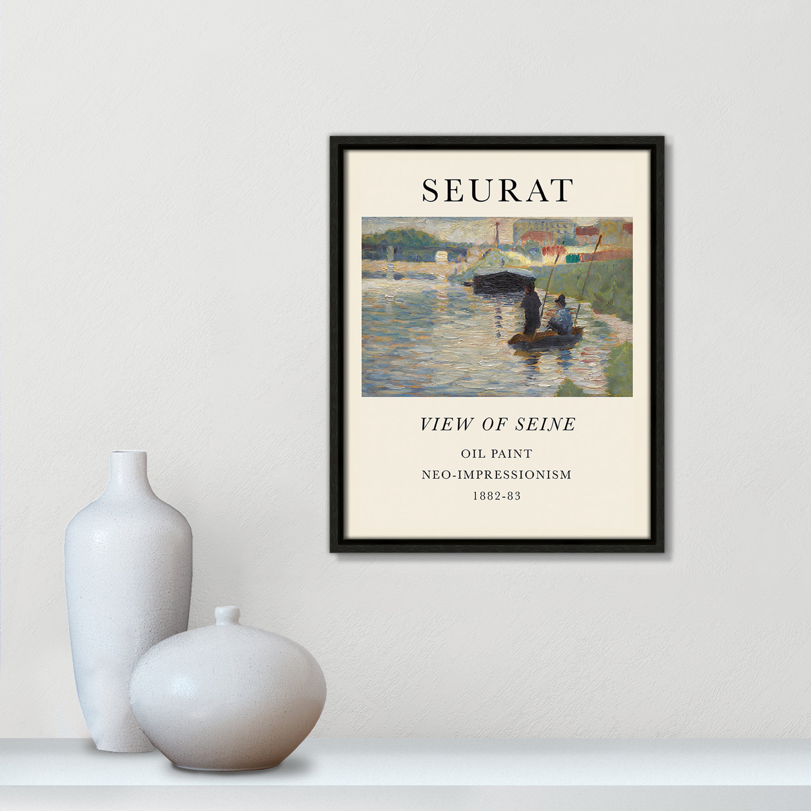 Old Masters Collection "View of Seine" Print, Espresso Floater Frame, No, 15.5" H x 12.5" W x 2" D