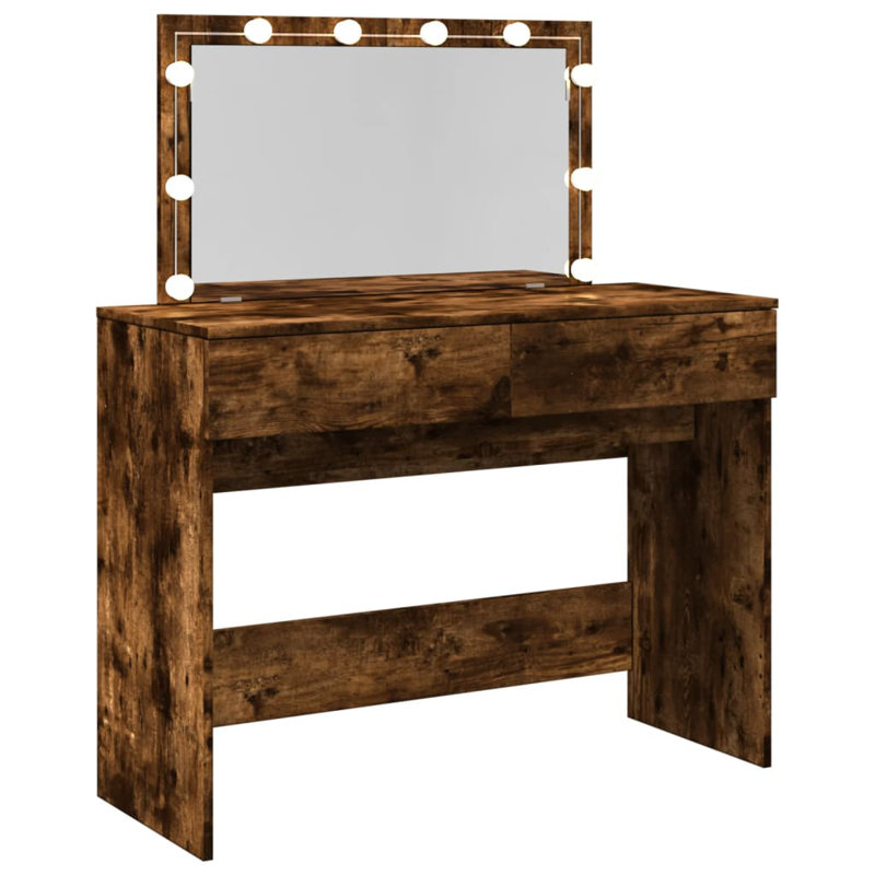 Dressing Table with Mirror, Smoked Oak