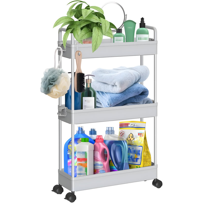 Slim Rolling Storage Cart With Wheels 3-Tier Space-Saving Organizer For Bathroom Laundry Room Kitchen Office Narrow Spaces