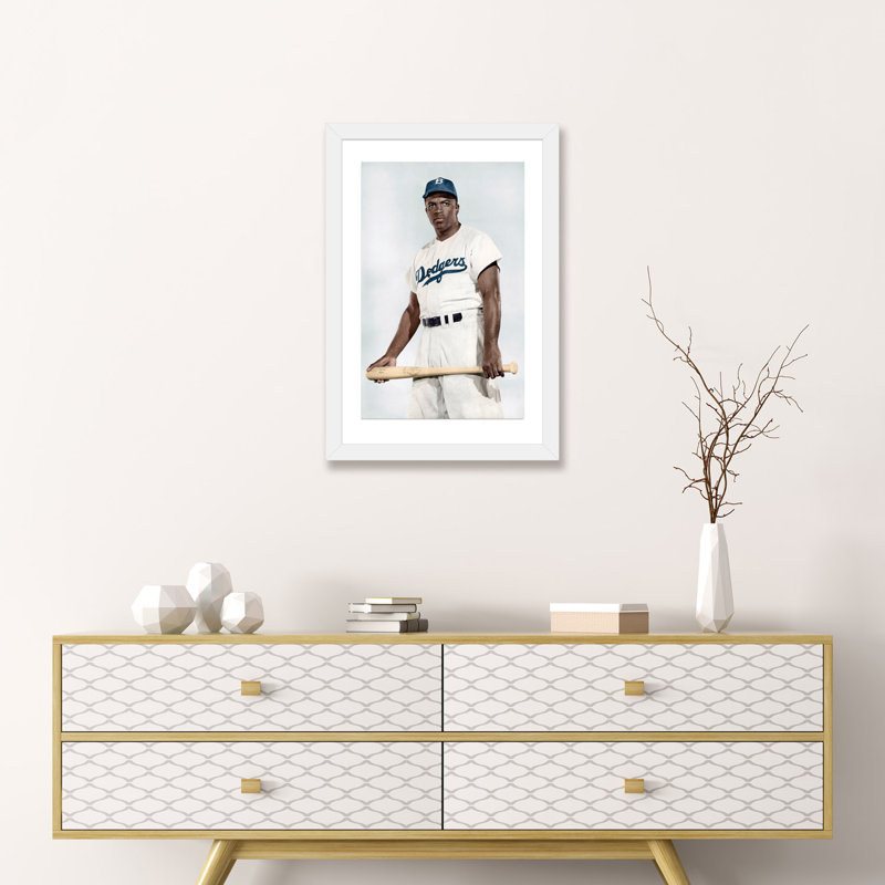 «Jackie Robinson (1919-1972)», reproduction d'art, H 32 po x l 24 po x P 1 po, Papier blanc