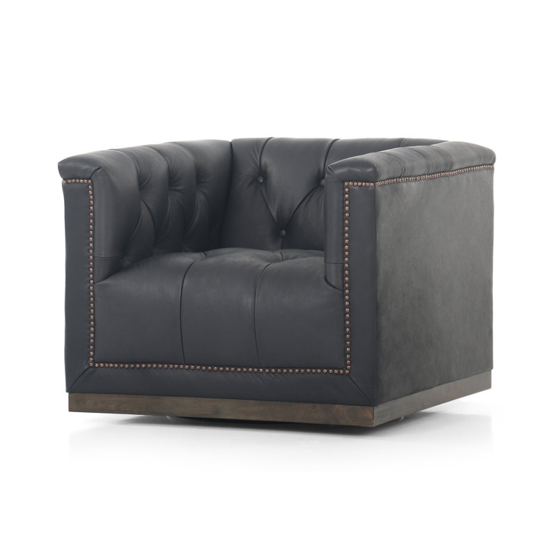 Maxx Swivel Chair, Heirloom Black Leather
