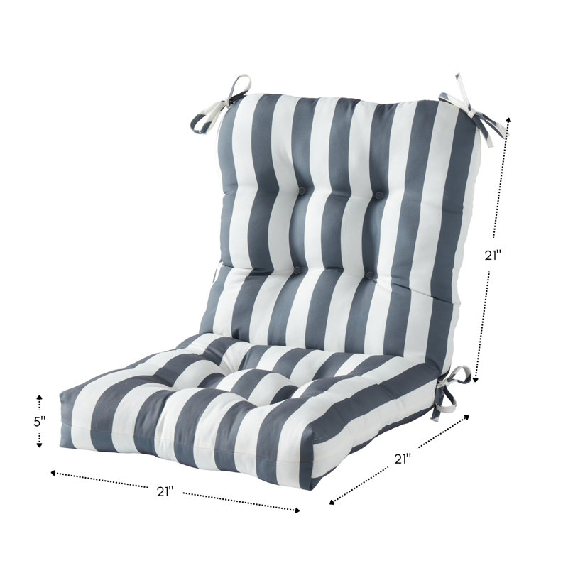 Coussin de chaise d'extérieur Lester, 1, Toile à rayures grises, H 21 po x l 21 po x P 21 po