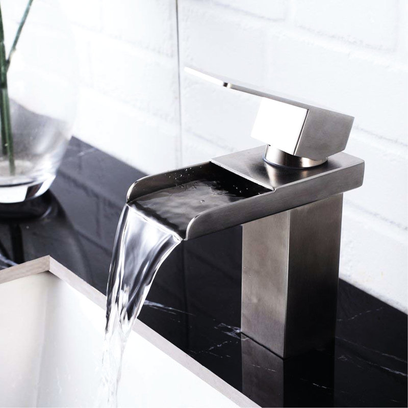 Composant de salle de bain moderne à poignée simple - Nickel brossé, poignée de robinet de lavabo,
