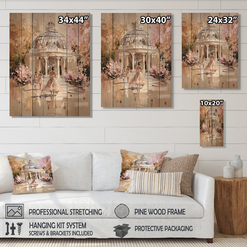 «Retiro Parks Crystal Palace Wedding» - art mural en bois de Madrid sur bois de pin naturel, H 40 po x l 30 po