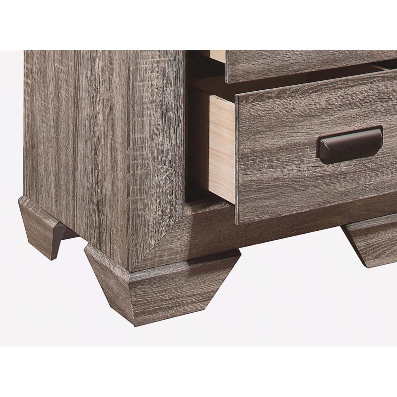 Table de chevet en bois à finition naturelle avec table de chevet et deux tiroirs à queue d'aronde