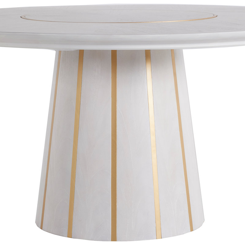 Morgan Mahogany Solid Wood Dining Table, Cerused White/Gold