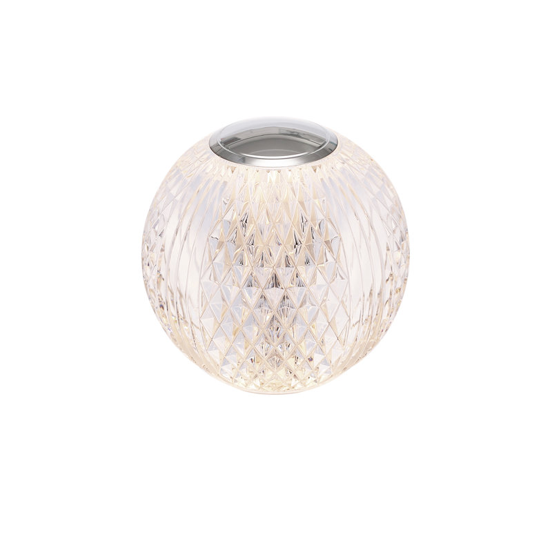 Marni LED Table Lamp, Polished Nickel, 4.38" H x 3.63" W x 3.63" D, Clear/Polished Nickel