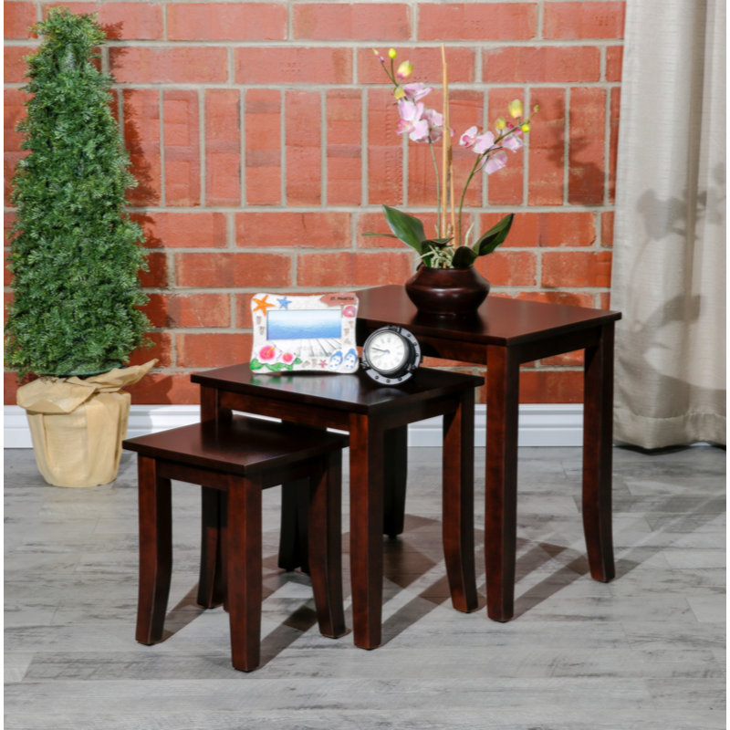 Ensemble de 3 tables gigognes 3 pièces, Brun