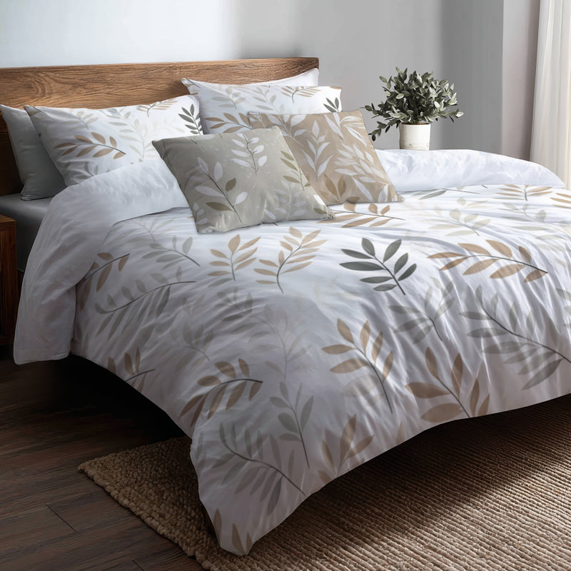Ensemble de literie 5 pièces Floral - Ensemble de housse de couette et coussin décoratif