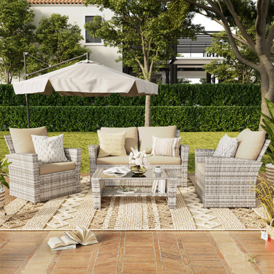 Rosolino 4 - Person Outdoor Seating Group with Cushions
