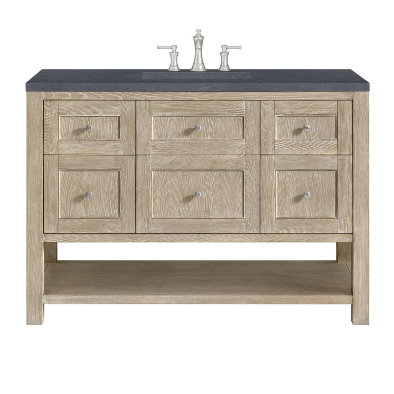 Breckenridge 48'' W Single Vanity, Charcoal Soapstone, 8" Widespread, Whitewashed Oak