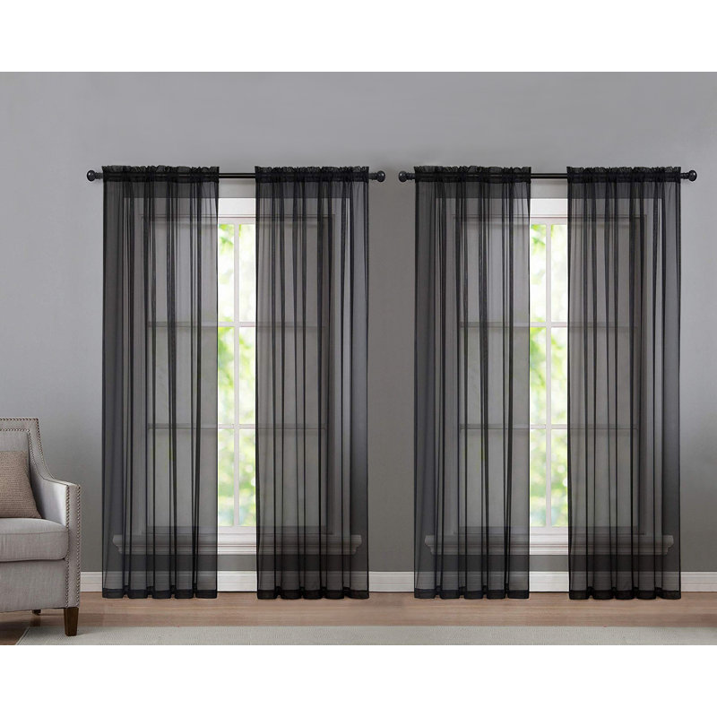 Panneau de rideau transparent d'extérieur Sarber Basic, Noir