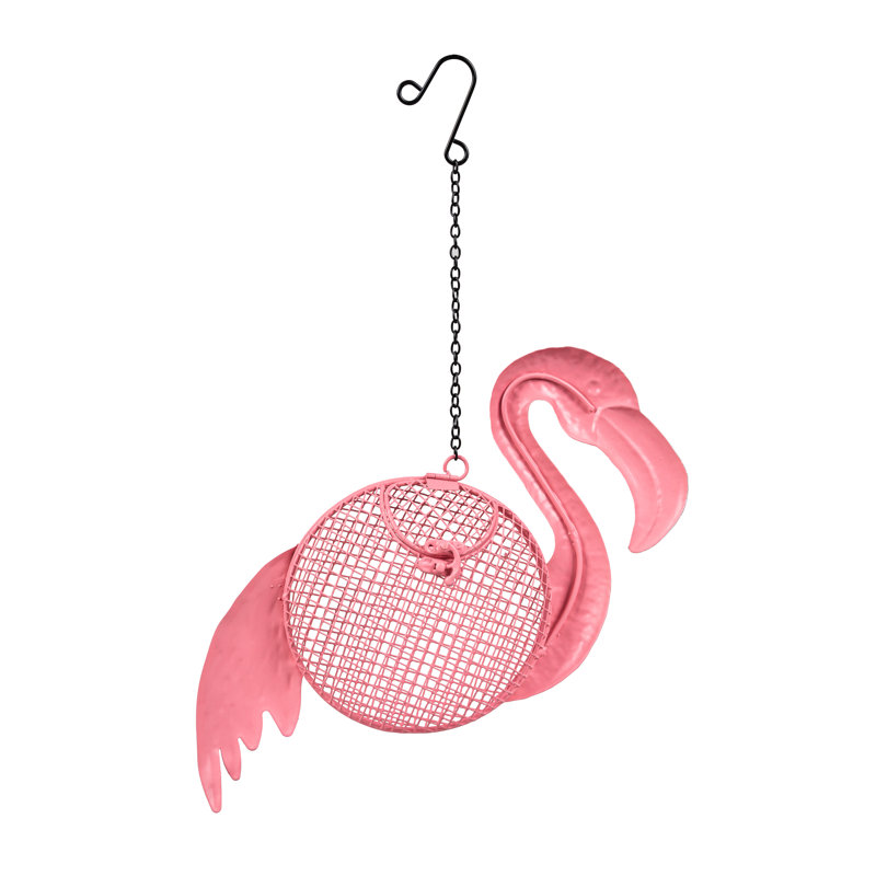 Mangeoire à graines suspendue en métal Flamingo