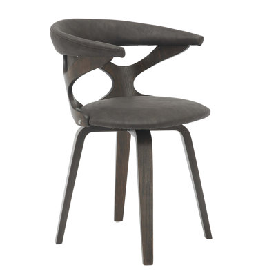 Howzell Wooden Dining Chair Upholstered In Leather With Stained Poplar Wood Frame And Open-Back Design Howzell Collection