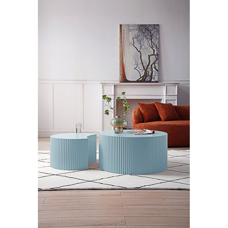 Ensemble de 2 tables basses gigognes, Bleu, H 15,75 po x l 55,12 po x P 31,5 po