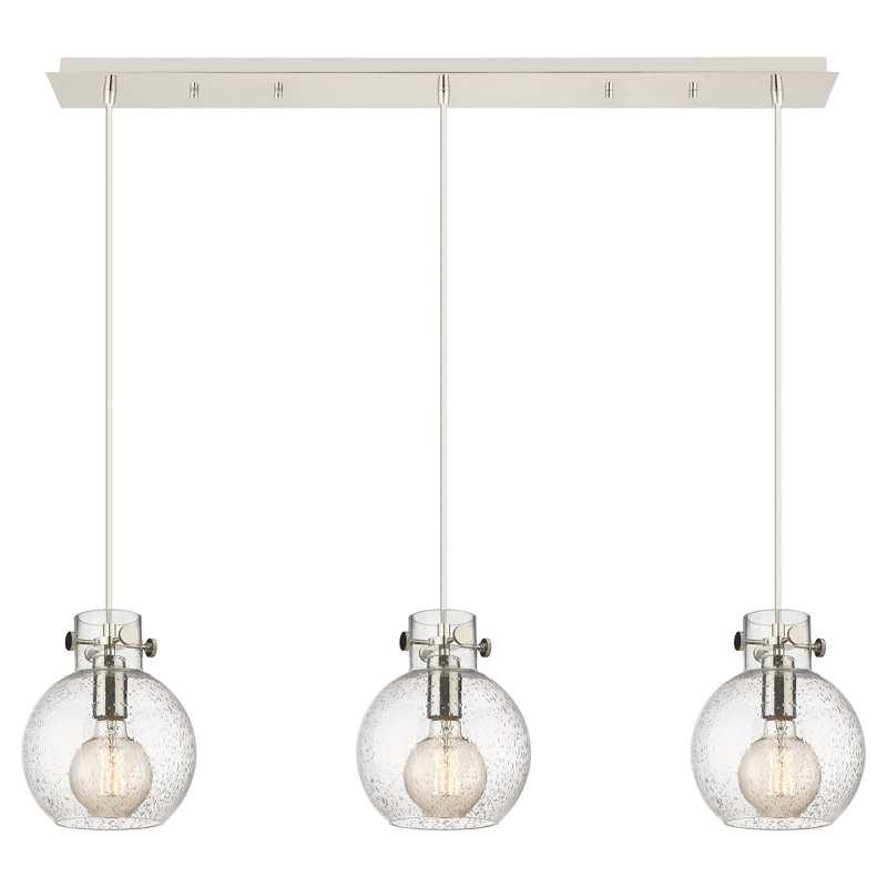 Luminaire suspendu sphère 3 lumières Amrith, Bullé, Nickel poli