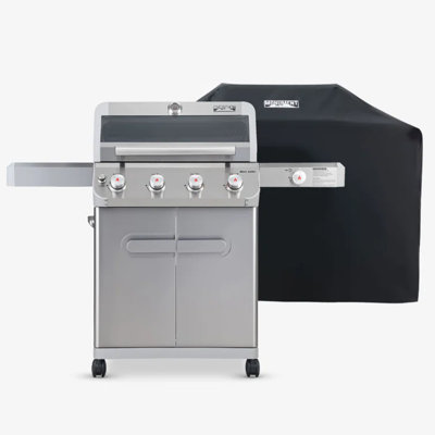 Monument Grills Mesa 405k 4-burner with smoker box Liquid Propane 52000 Btu Gas Grill Stainless With Cover