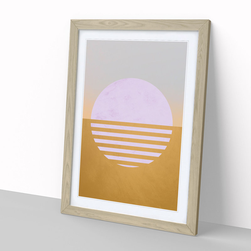 Abstract Sunset - Picture Frame Graphic Art, 90cm H x 65cm W x 2cm D, Oak
