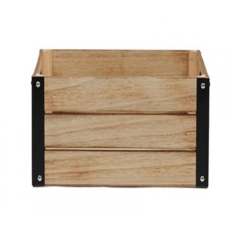 Wood With Iron Edges Crate, 6" H x 14" W x 2" D