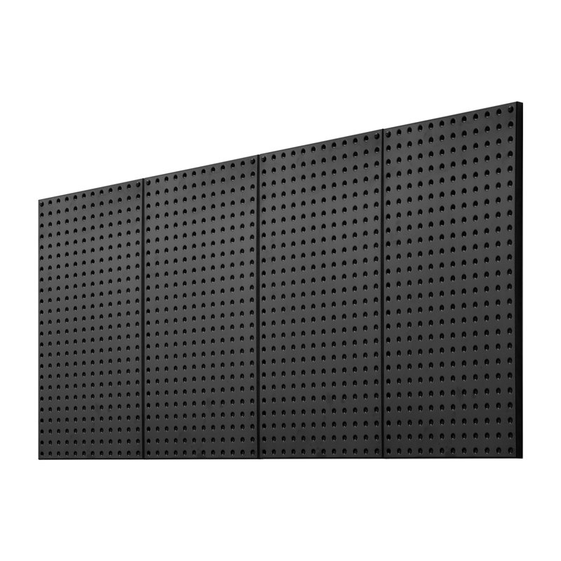 Ensemble de panneaux perforés en métal 4 pièces - Organisateur mural en acier noir pour le rangement d'outils de garage et l'organisation d'ateliers
