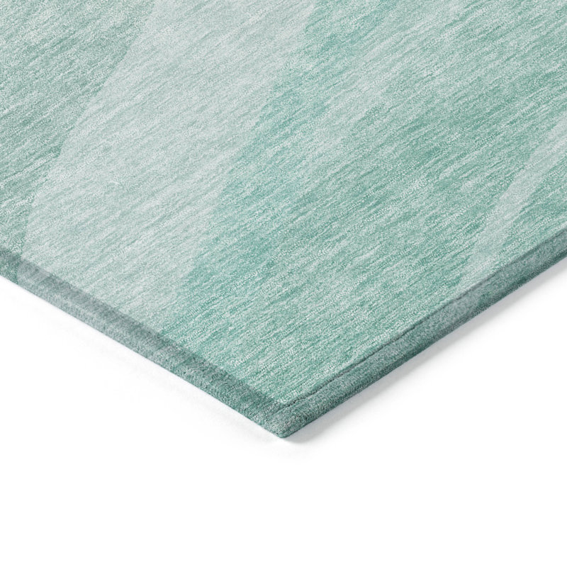 Aqua Synthetic Rectangular Machine Washable Rug 46" x 30"