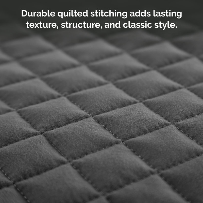 Deux housses de taie décorative matelassées en microfibre brodées Vilano Springs, H 18 po x l 18 po, Ardoise