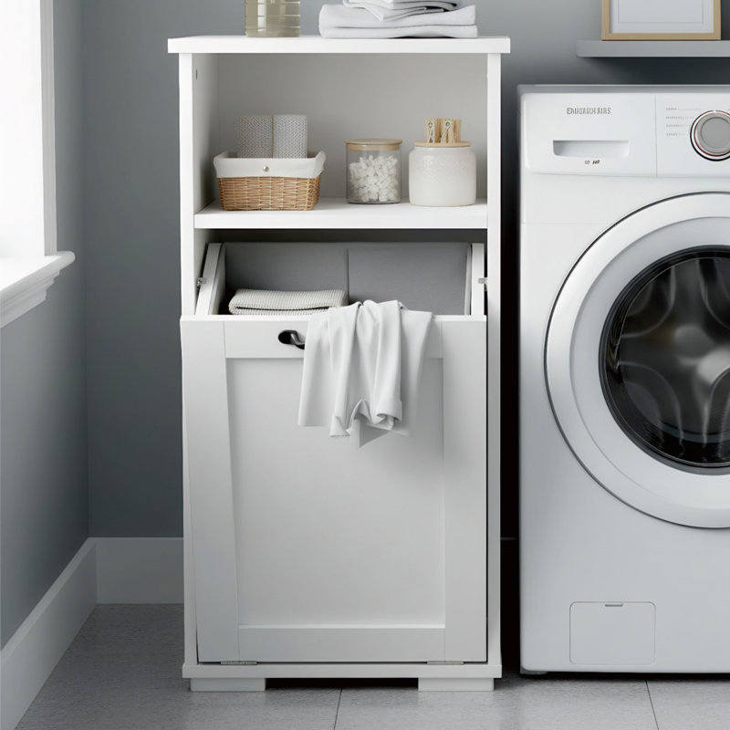 Laundry Hamper Cabinet ,wood Bathroom Laundry Hamper With Tilt-out Design