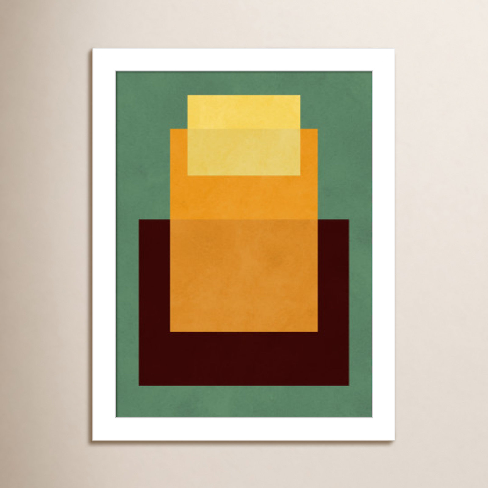 Overlapping Geometry 10 Print, 13" H x 10" W, Green/Orange, White