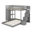 Lit simple superposé au dessus d'un lit double avec tablettes, tiroirs et escaliers-61959664