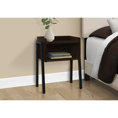Accent Table, Side, End, Nightstand, Lamp, Living Room, Bedroom, Brown Laminate, Black Metal, Contemporary, Modern