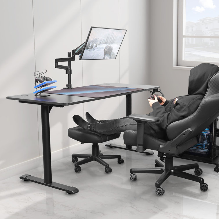 Footrest Adjustable Height Footstool with Wheels Rolling Under Desk Leg Rest