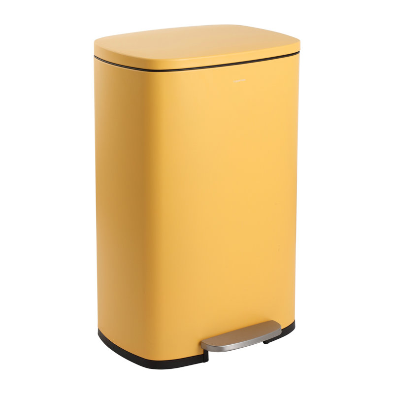 Connor Rectangular 13.2-Gallon Trash Can with Soft-Close Lid and FREE Mini Trash Can, Daffodil Yellow