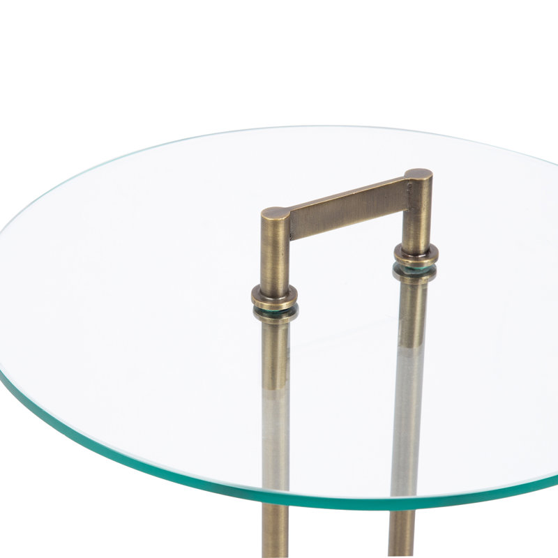 Table d'appoint ronde en verre et marbre, White