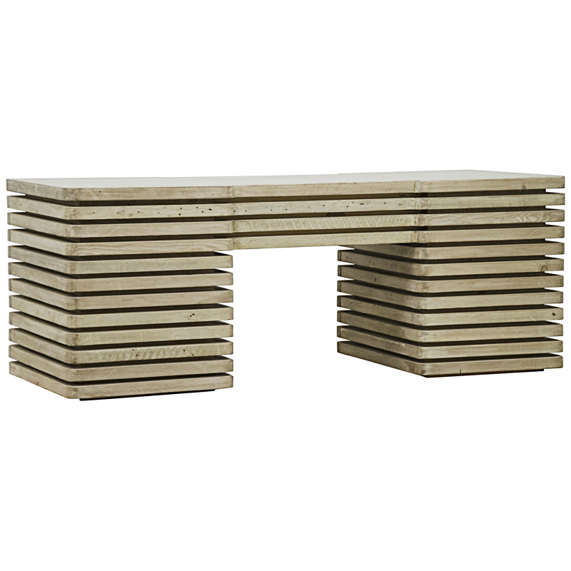 Milo Solid Wood Writing Desk, Gray Wash