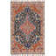 Tapis oriental en laine crocheté à la main bleu marine / orange / gris Carroll-347133741